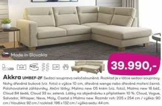 Sedací, rohová, rozkládací souprava AKKRA UMBEF-2F